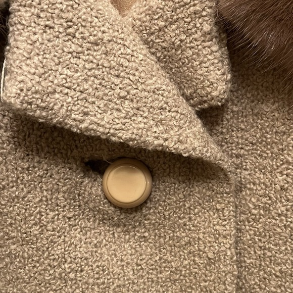 Vintage 50s 60s ROTHMOOR Wool Bouclé Coat with Mink Fur Collar | Pristine - Picture 4 of 14